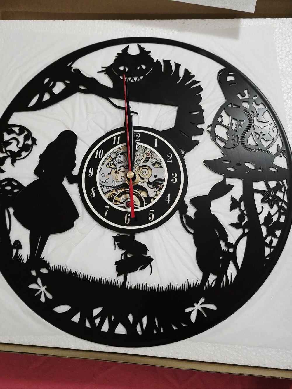 Alice in Wonderland Black Vinyl Inspired Cutout Wall Clock